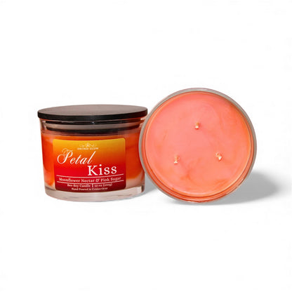 Candle with a visible label on a white background